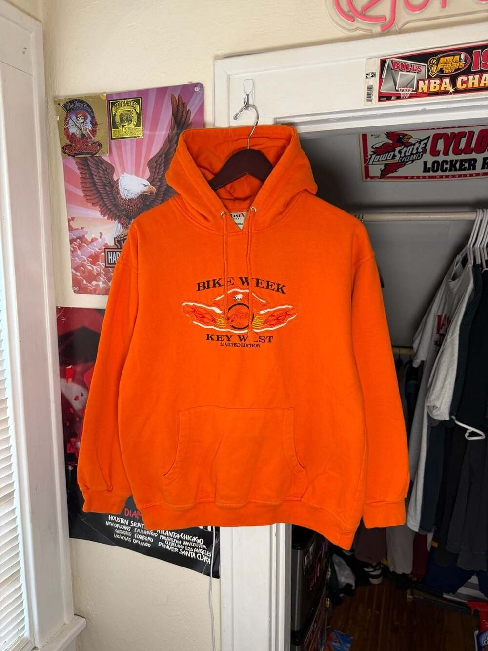 Vintage Bike Week Key West Flame Biker Hoodie Size Medium
